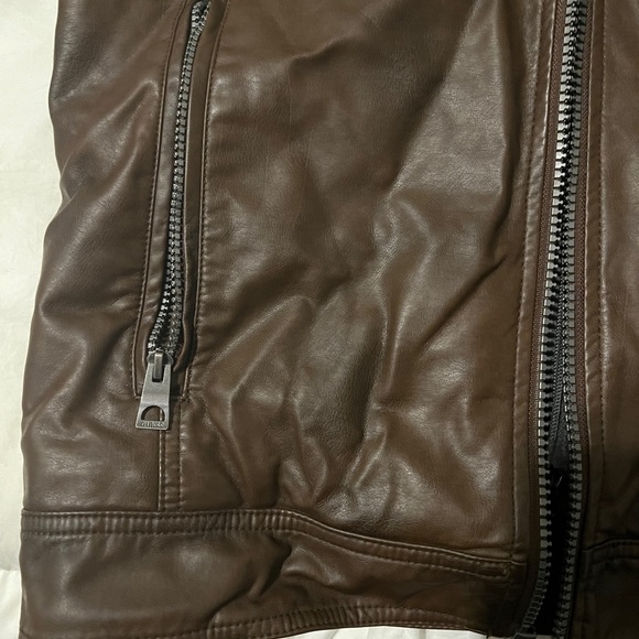 Guess Men's Faux Leather Motorcycle Jacket - Brown- Medium - Picture 3 of 11
